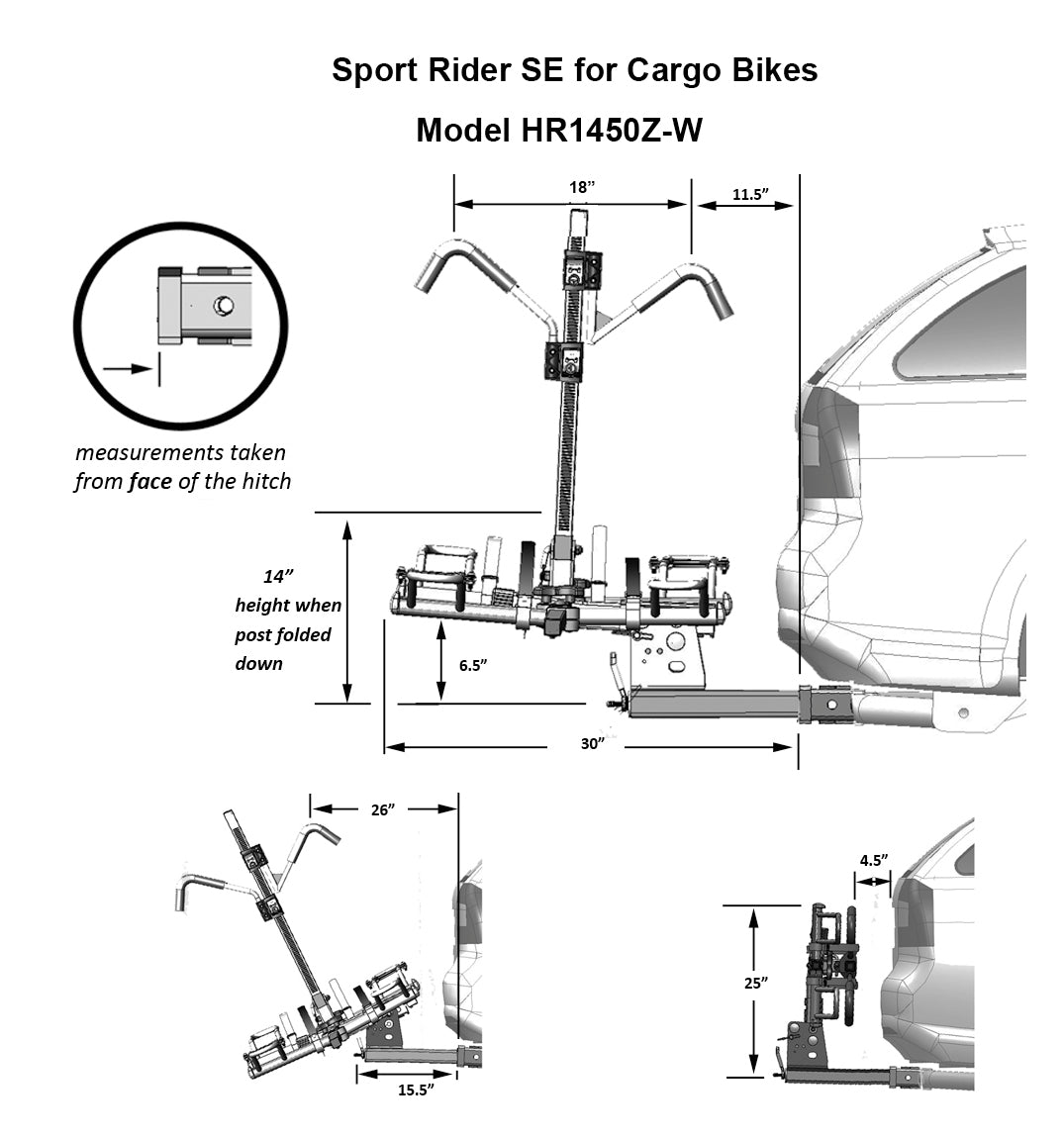 Sport Rider SE for Cargo Bikes Hollywood Racks Hitch Rack