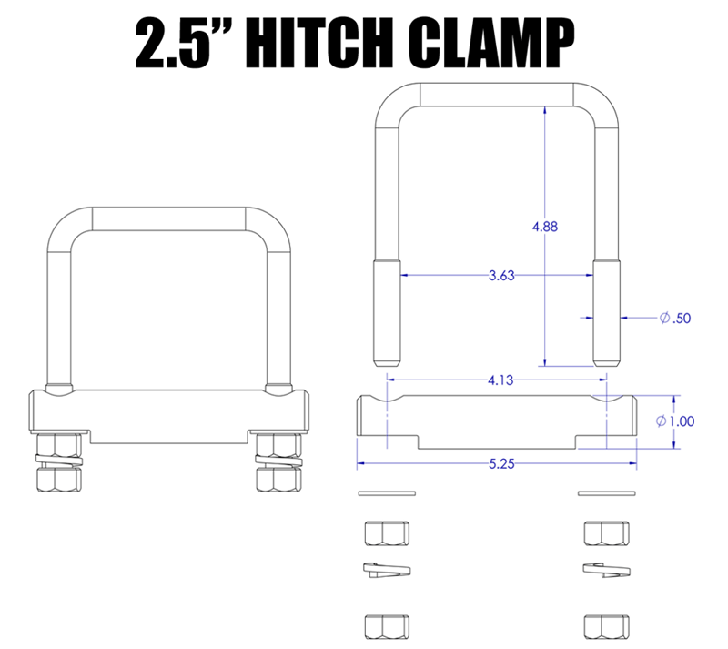 HITCH CLAMP - CROSS CLAMP 2.5" AND 3" Hollywood Racks Accessories