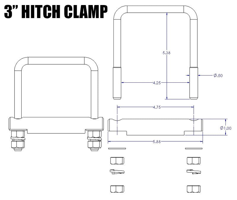 HITCH CLAMP - CROSS CLAMP 2.5" AND 3" Hollywood Racks Accessories