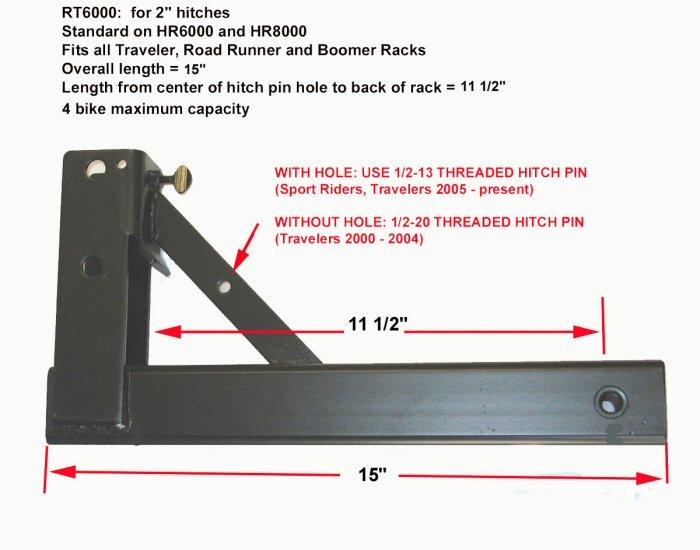 2" Receiver Tube w/threaded hitch pin Hollywood Racks Accessories